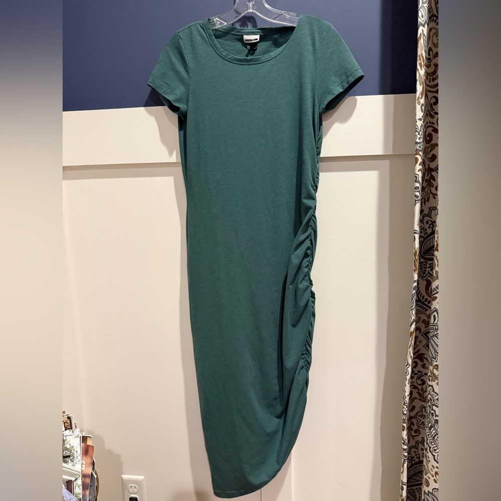 Noisy May Green Ruched Side Maxi Cotton Dress Size M